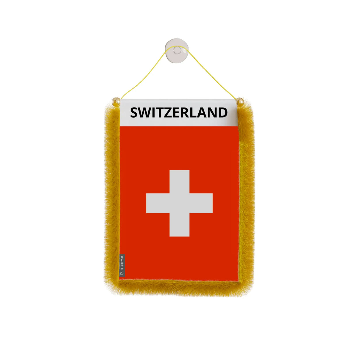 Fanion voiture drapeau suisse en polyester à suspendre