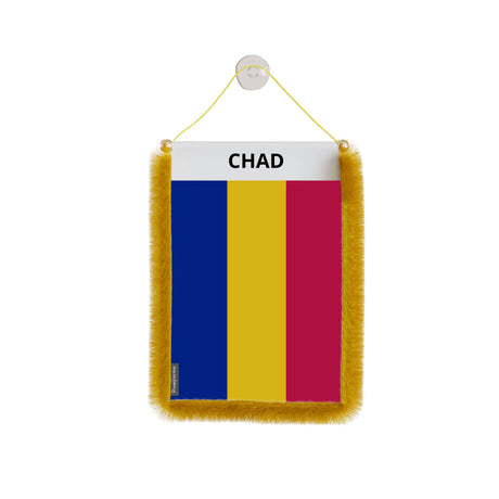 Fanion voiture drapeau tchad en polyester à suspendre