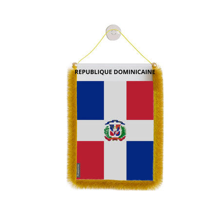 Fanion voiture republique dominicaine polyester à suspendre