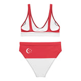 Maillot de bain drapeau singapour deux pièces polyester recyclé