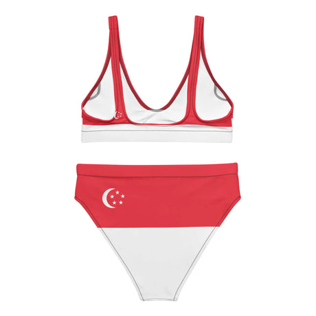 Maillot de bain drapeau singapour deux pièces polyester recyclé