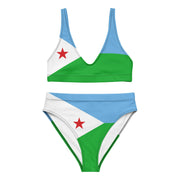 Maillot de bain femme drapeau djibouti en polyester recyclé