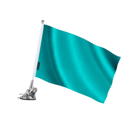 Mât à ventouse drapeau bleu tuquoise foncé en ployester - pixelforma