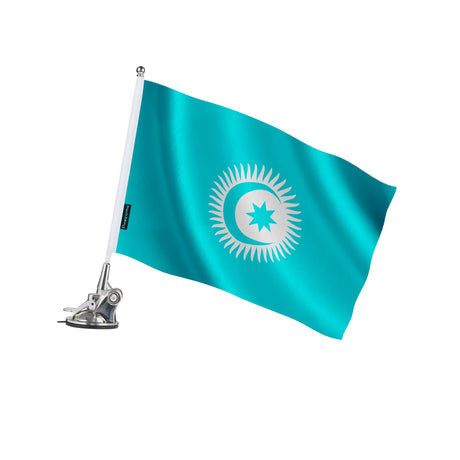 Mât à ventouse drapeau conseil turcique en ployester - pixelforma