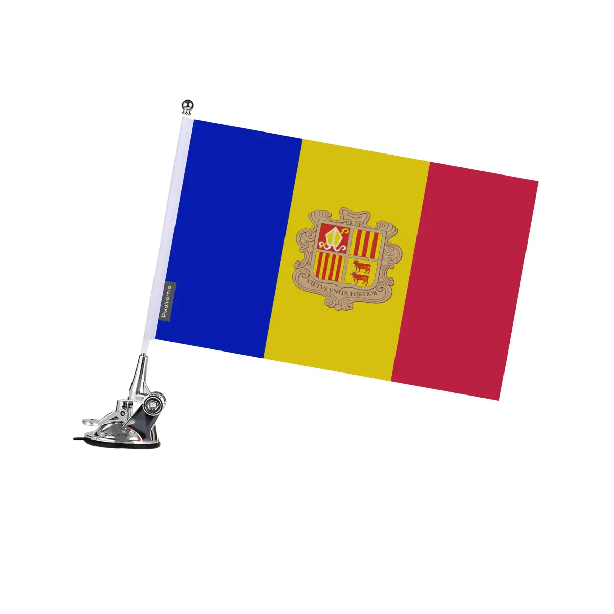 Mât à Ventouse Drapeau Drapeau d'Andorre en Polyester - Pixelforma 