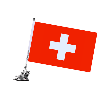 Mât à Ventouse Drapeau et armoiries de la Suisse - Pixelforma 