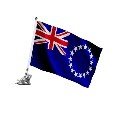 Mât à ventouse drapeau îles cook en polyester - pixelforma