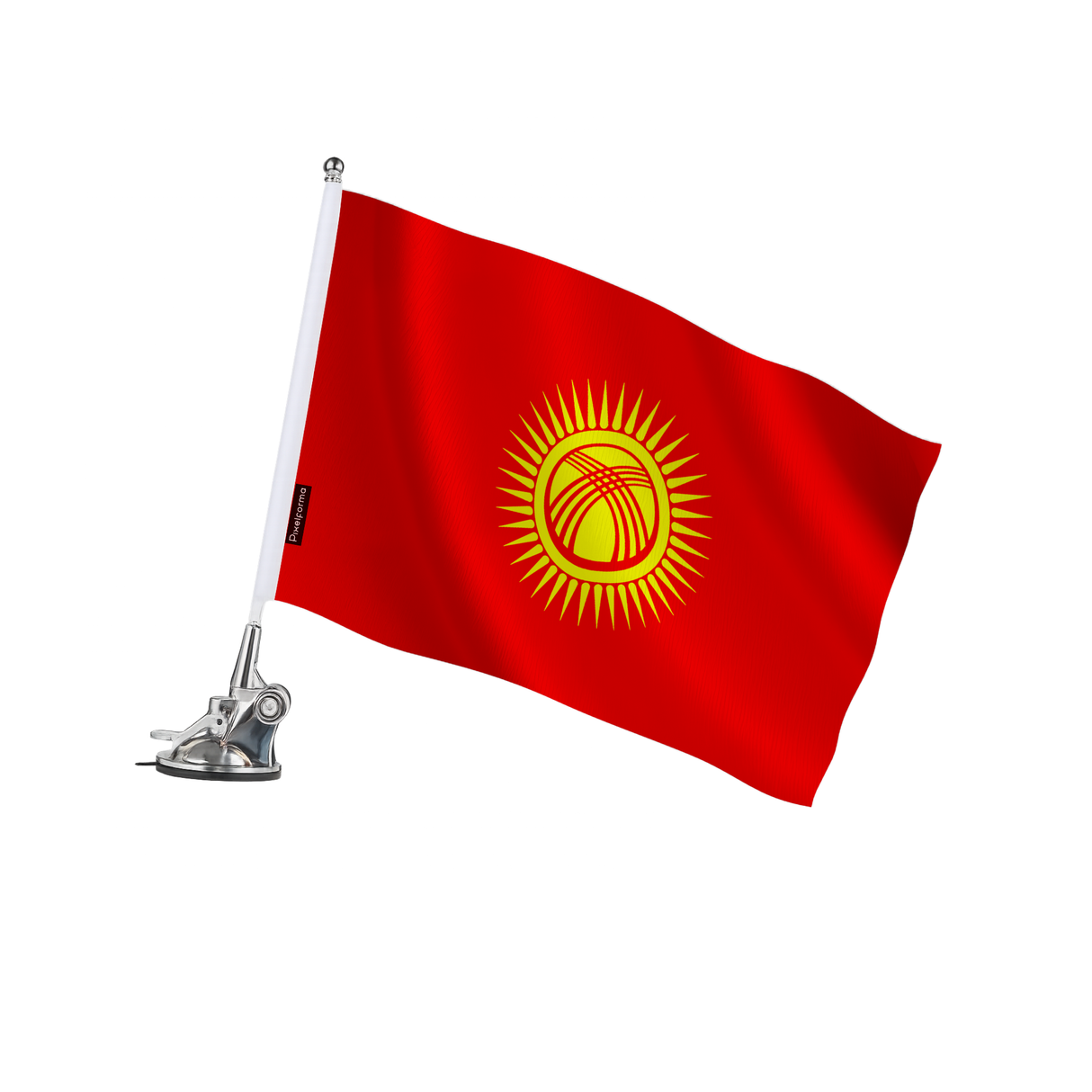 Mât à ventouse drapeau kirghizistan en polyester - pixelforma