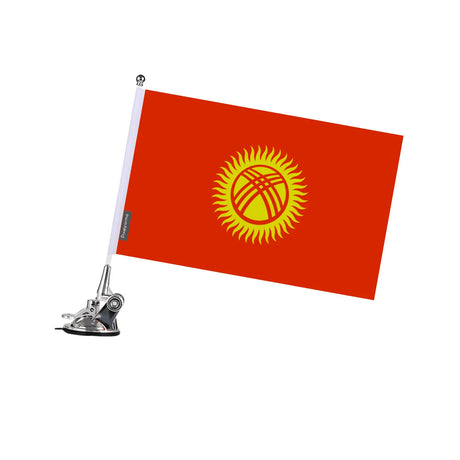 Mât à ventouse drapeau kirghizistan en polyester - pixelforma