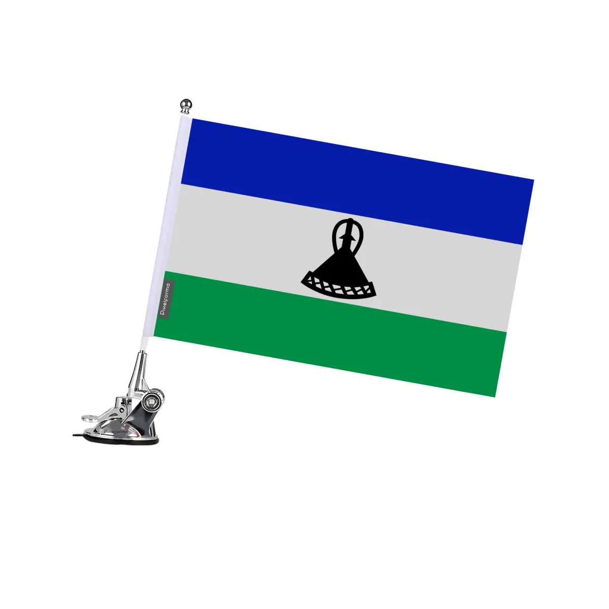 Mât à ventouse drapeau lesotho en polyester - pixelforma