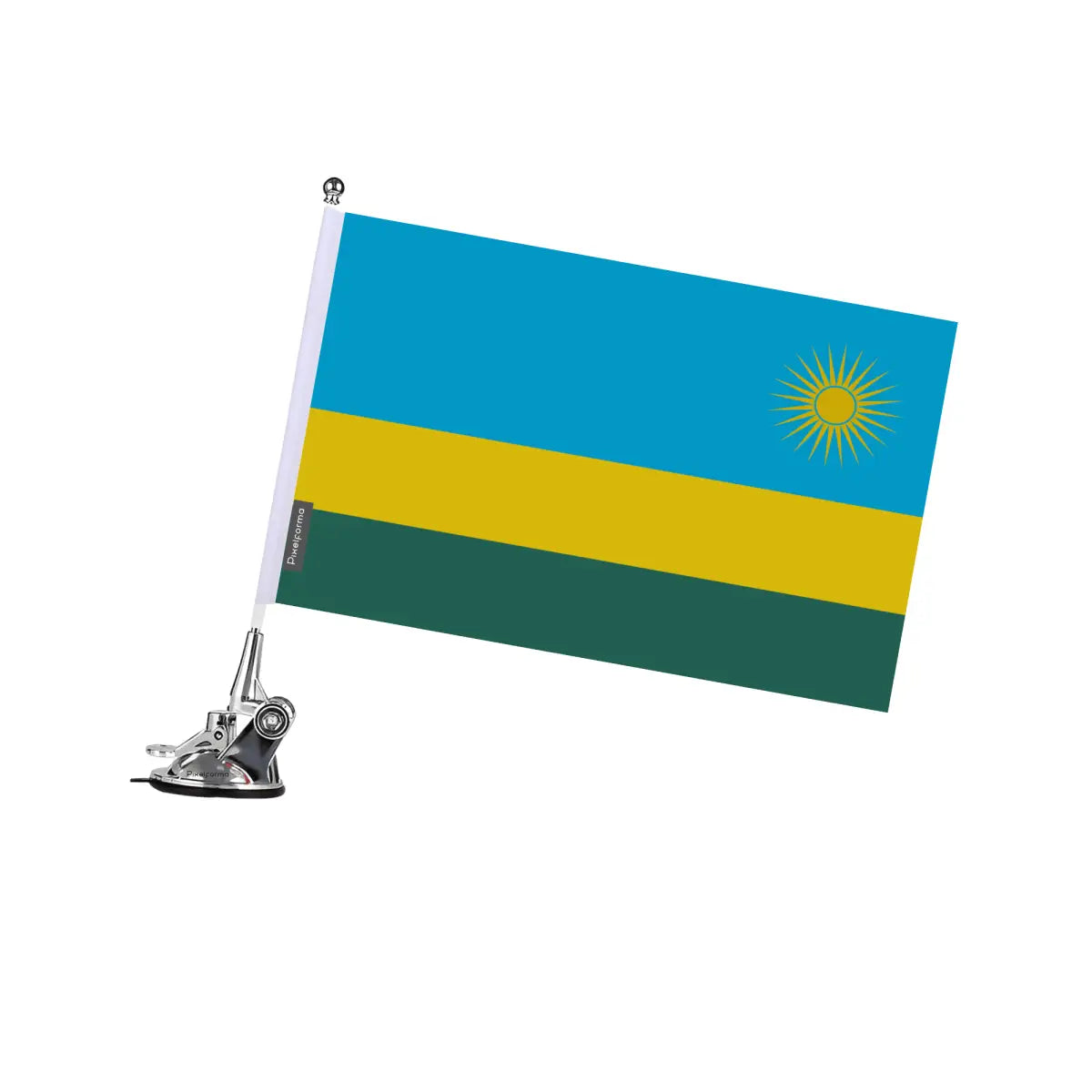 Mât à Ventouse Drapeau Rwanda en Polyester - Pixelforma 