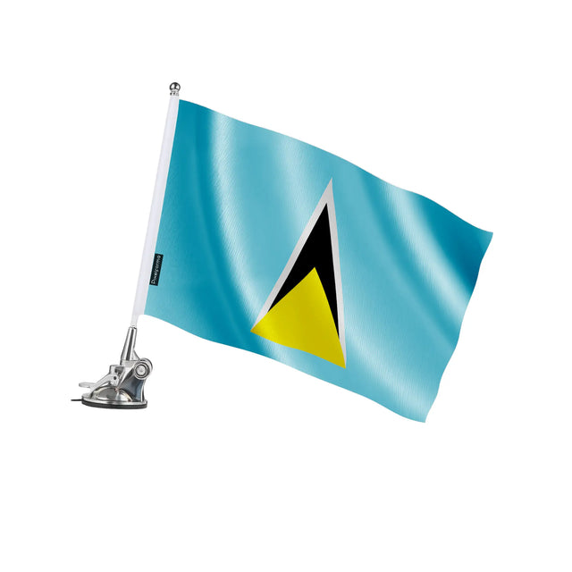 Mât à ventouse drapeau sainte-lucie en polyester - pixelforma