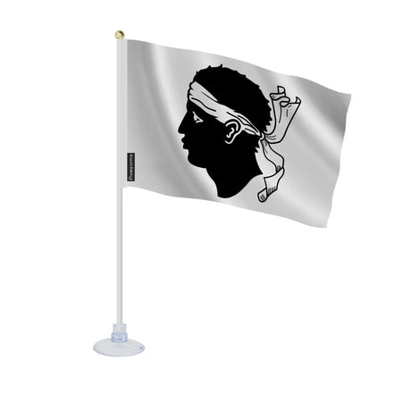 Mini drapeau corse polyester ventouse pour surface lisse