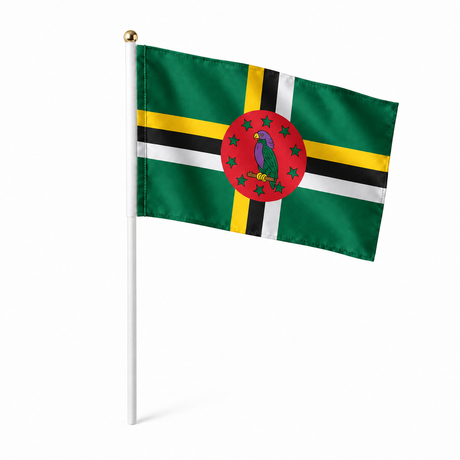 Mini drapeau Dominique en polyester – photo produit réaliste