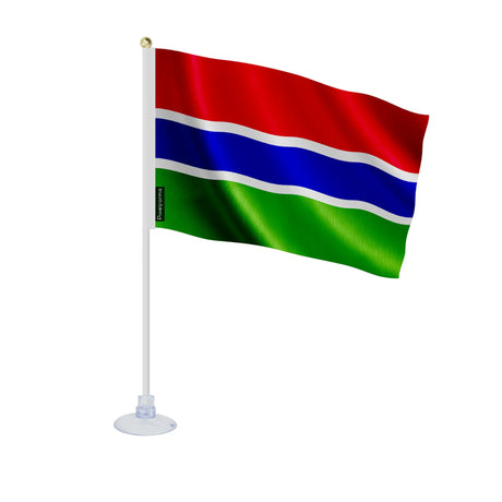 Mini drapeau gambie en polyester avec ventouse pratique