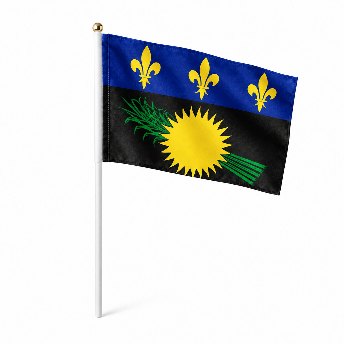 Mini drapeau Guadeloupe réaliste en polyester à tenir à la main