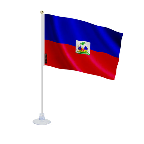 Mini drapeau haïti en polyester avec ventouse pratique