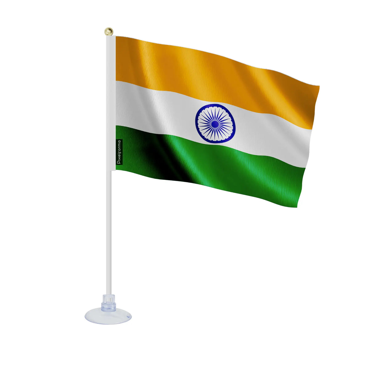 Mini drapeau inde en polyester avec ventouse pour surface lisse