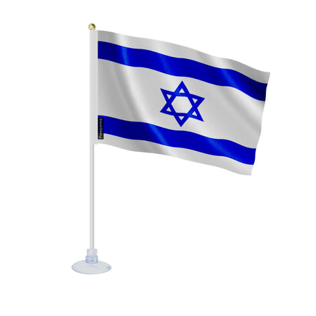 Mini drapeau israël en polyester avec ventouse pratique