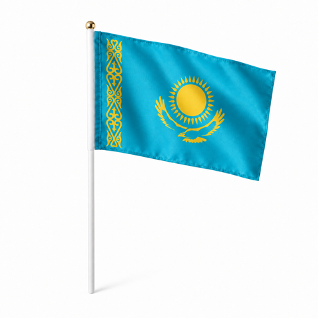 Mini drapeau Kazakhstan en polyester à tenir à la main - rendu réaliste