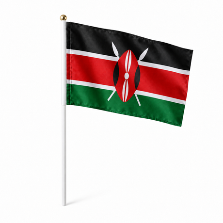 Mini drapeau Kenya en polyester à tenir à la main - rendu réaliste