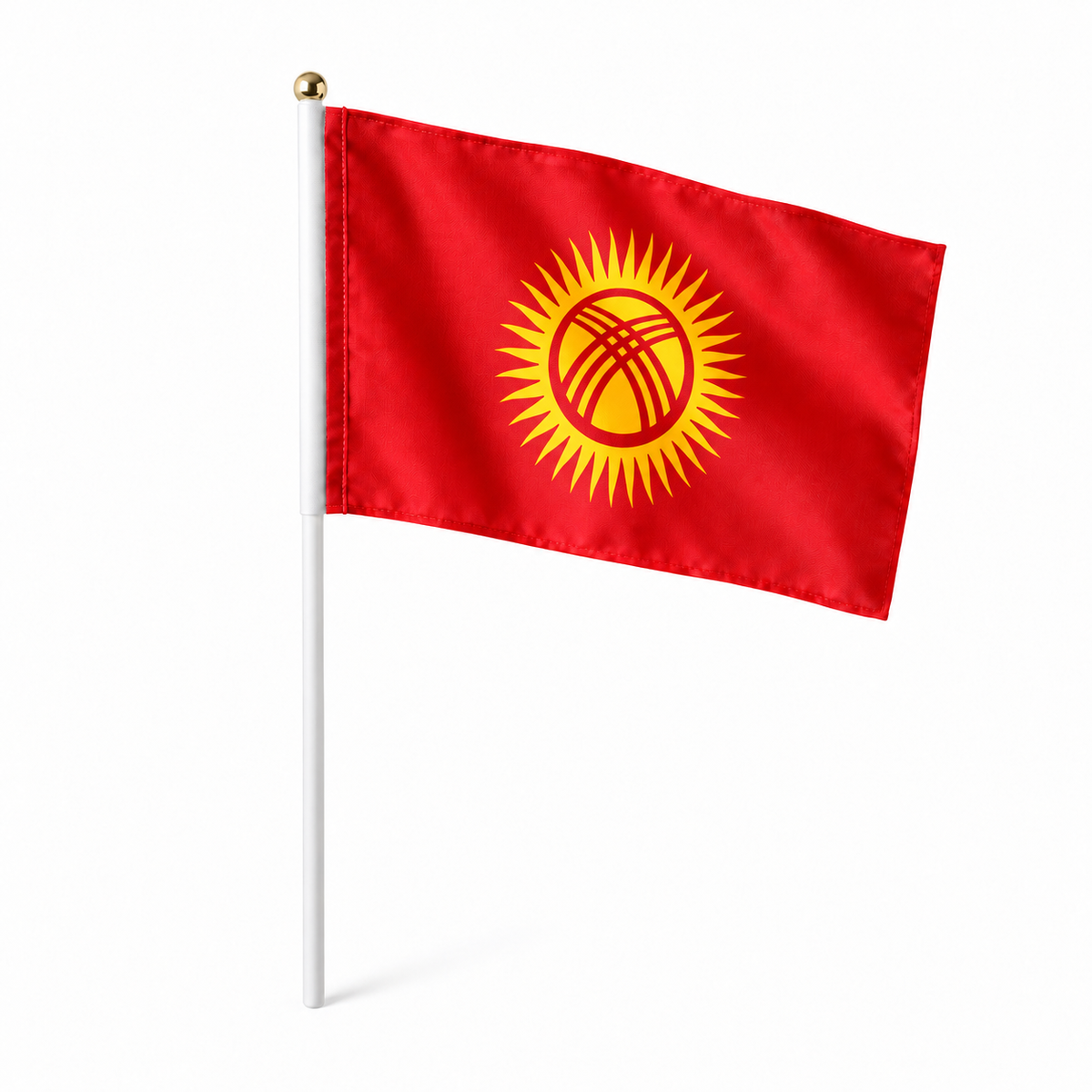Mini drapeau Kirghizistan en polyester à tenir à la main - rendu réaliste