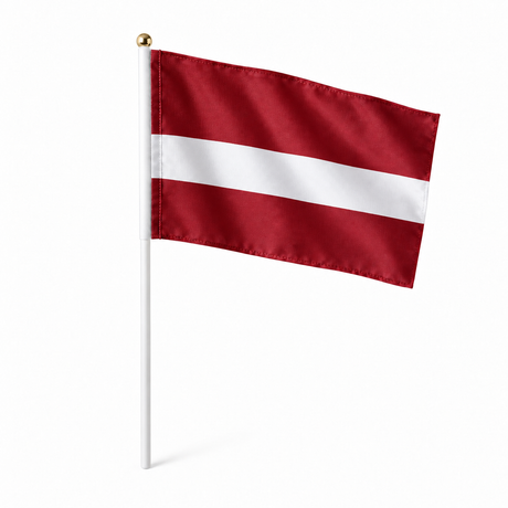 Mini drapeau Lettonie réaliste en polyester à tenir à la main