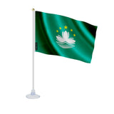 Mini drapeau macao en polyester avec ventouse transparente