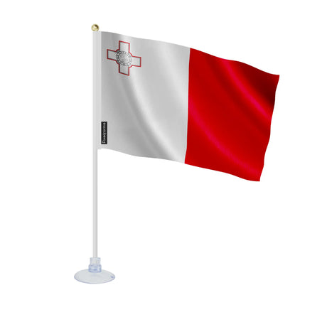 Mini drapeau malte en polyester avec ventouse pratique