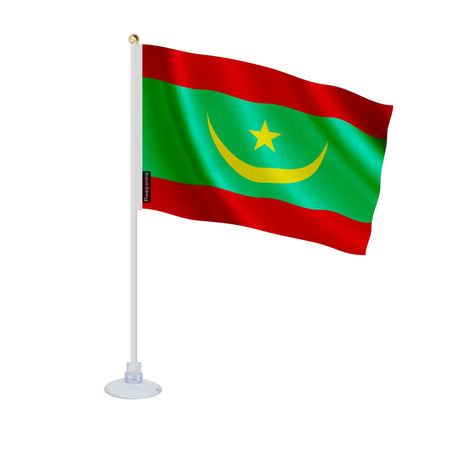Mini drapeau mauritanie polyester avec ventouse décorative