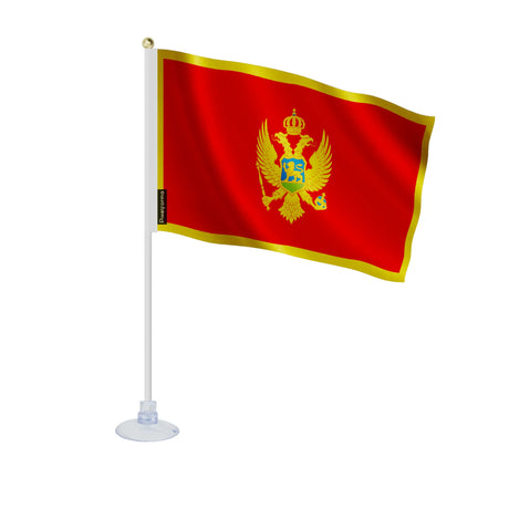 Mini drapeau monténégro polyester avec ventouse surface lisse