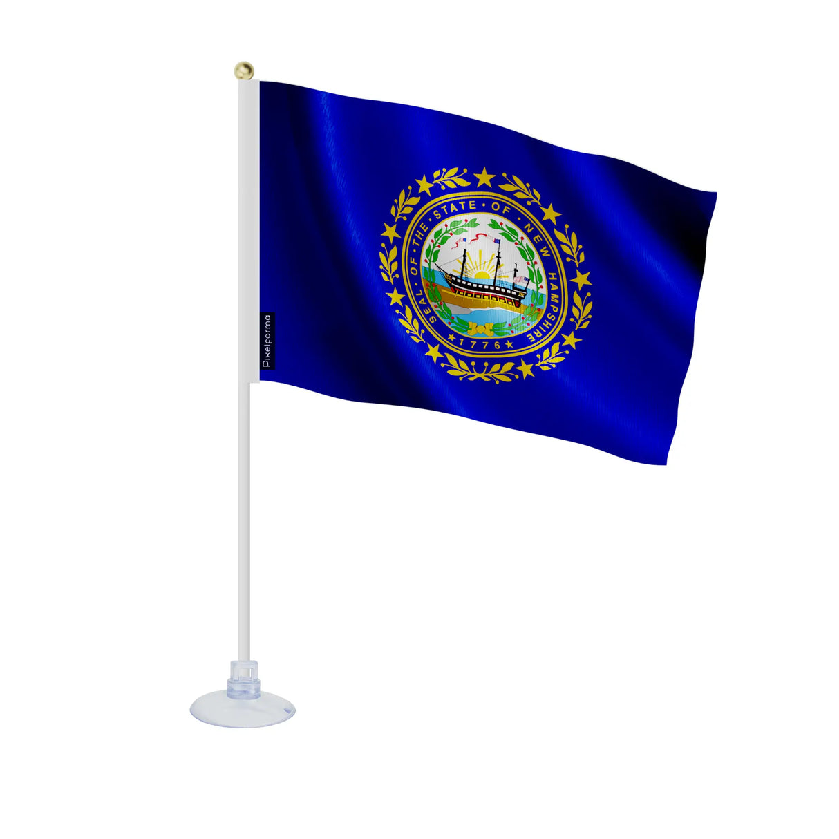Mini drapeau new hampshire polyester avec ventouse