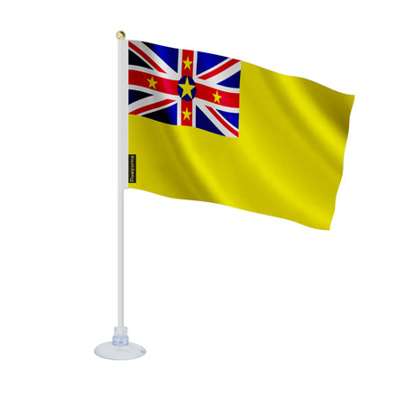 Mini drapeau niue en polyester avec ventouse décorative