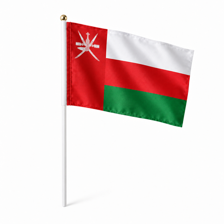 Mini drapeau Oman en polyester à tenir à la main - rendu réaliste