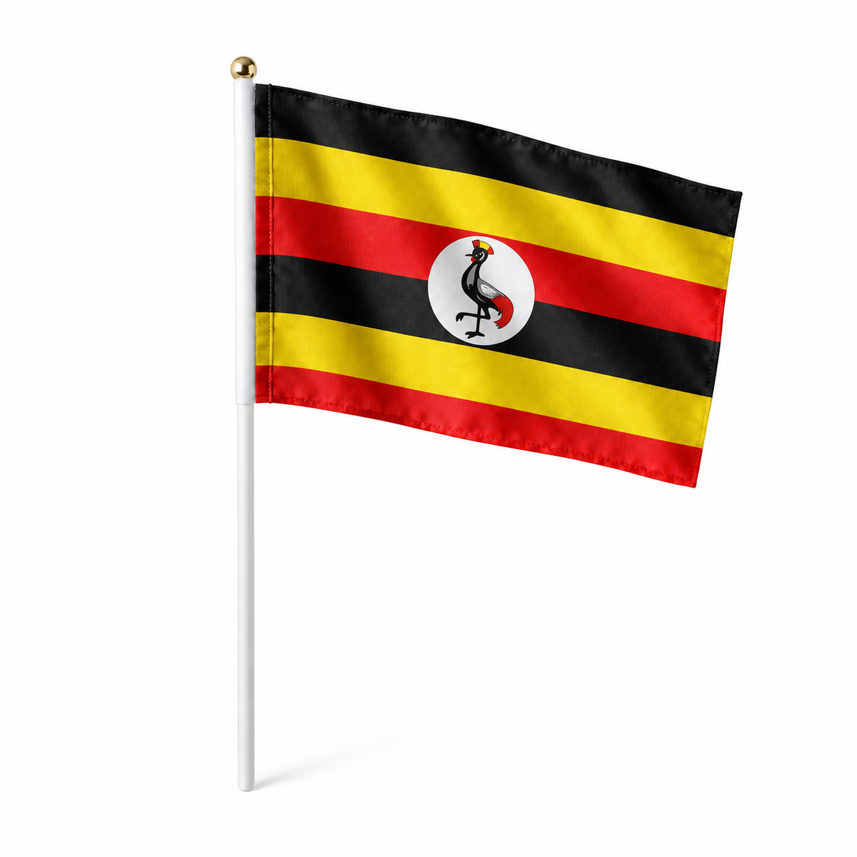 Mini drapeau Ouganda en polyester à tenir à la main - rendu réaliste