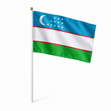 Mini drapeau Ouzbékistan en polyester à tenir à la main - rendu réaliste
