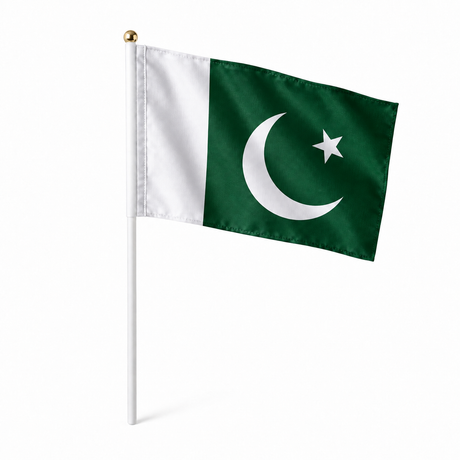 Mini drapeau Pakistan en polyester à tenir à la main - rendu réaliste