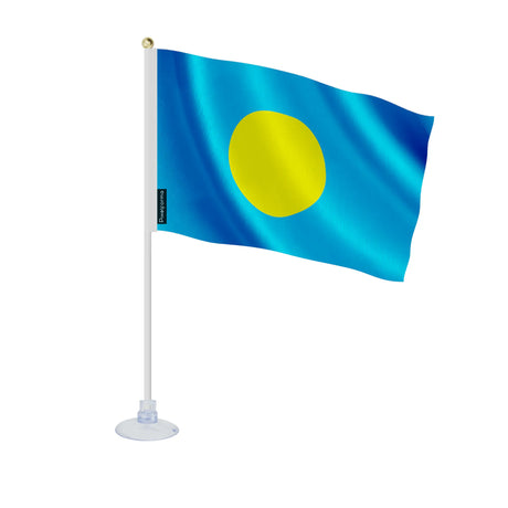 Mini drapeau palaos en polyester avec ventouse solide