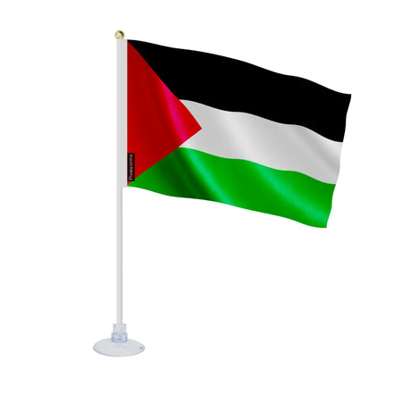 Mini drapeau palestine en polyester avec ventouse robuste