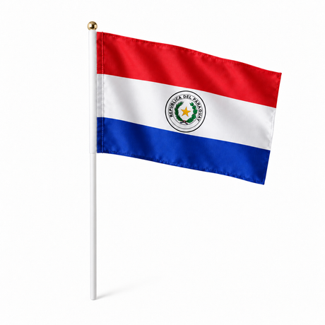 Mini drapeau Paraguay en polyester à tenir à la main - rendu réaliste