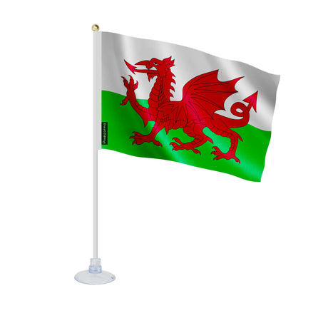 Mini drapeau pays de galles polyester avec ventouse