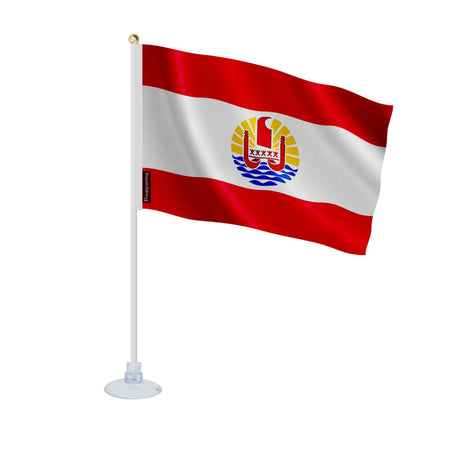 Mini drapeau polynésie française polyester avec ventouse