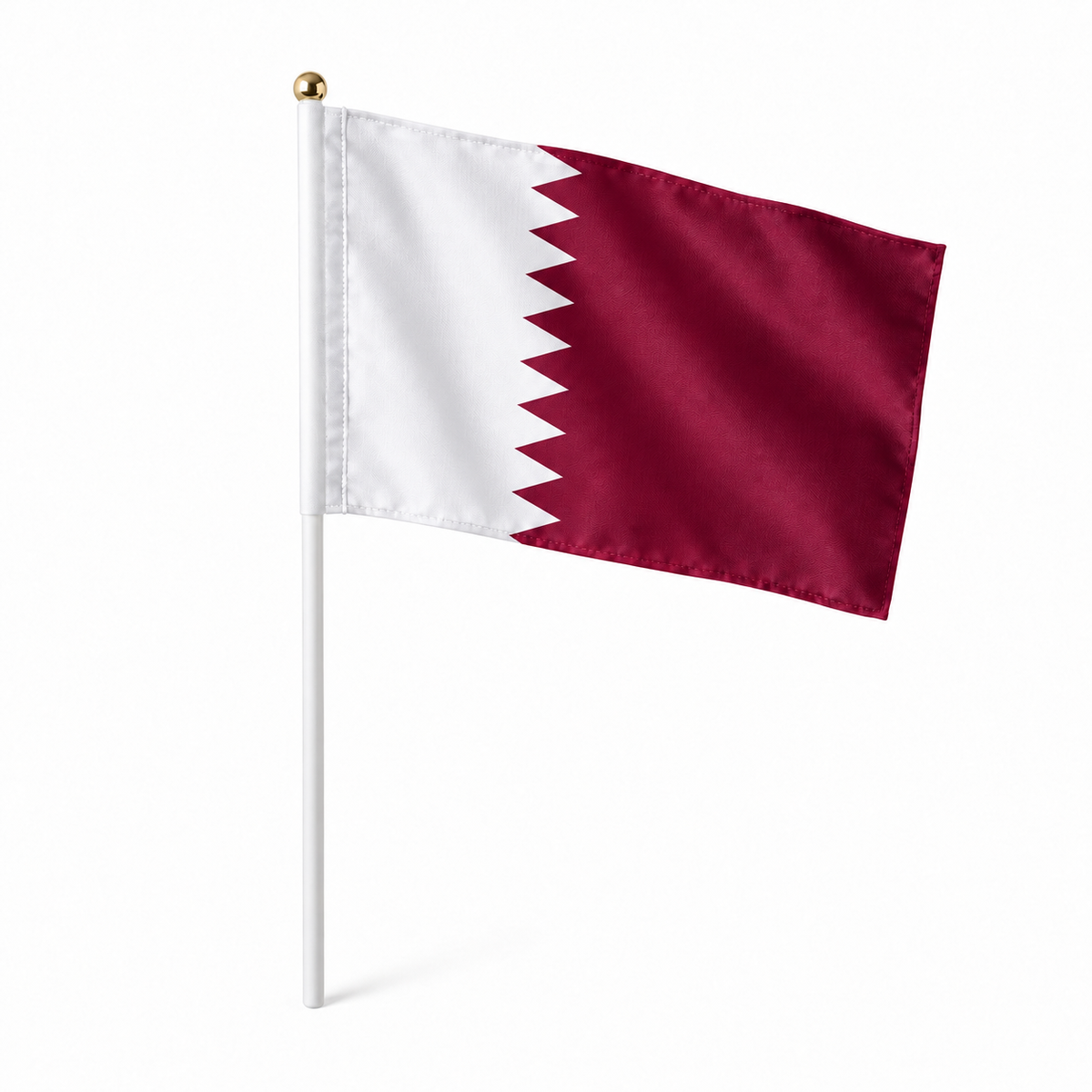 Mini drapeau Qatar réaliste en polyester à tenir à la main