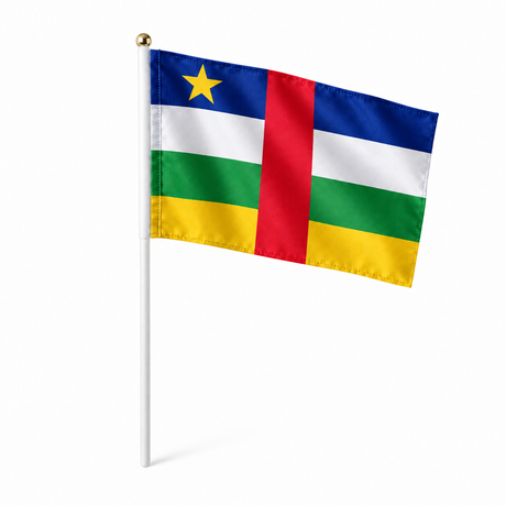 Mini drapeau République centrafricaine réaliste en polyester à tenir à la main