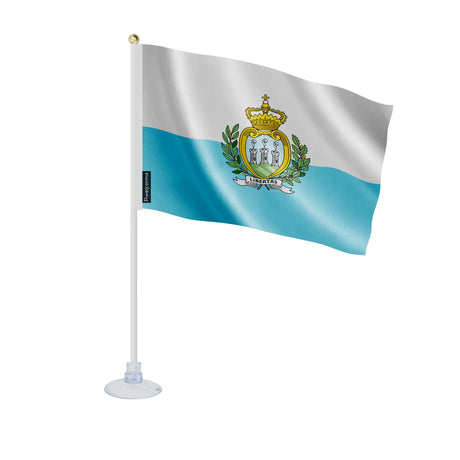Mini drapeau saint-marin polyester avec ventouse résistante