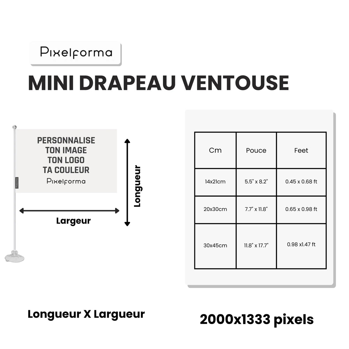 Mini drapeau syrie en polyester avec ventouse résistante