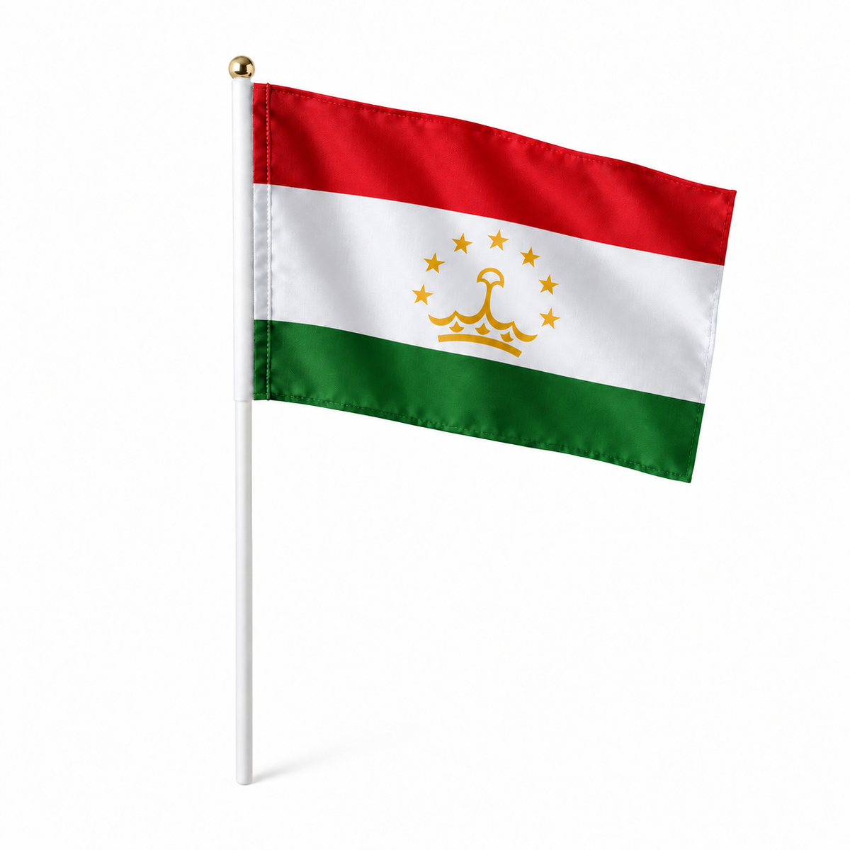 Mini drapeau Tadjikistan en polyester à tenir à la main - rendu réaliste