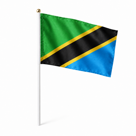 Mini drapeau Tanzanie en polyester à tenir à la main - rendu réaliste