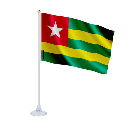 Mini drapeau togo en polyester avec ventouse pour vitres