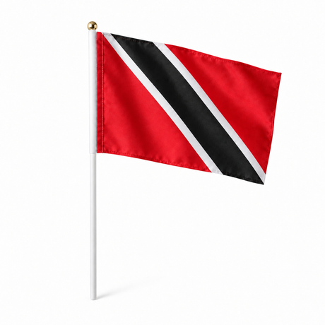 Mini drapeau Trinité-et-Tobago réaliste en polyester à tenir à la main